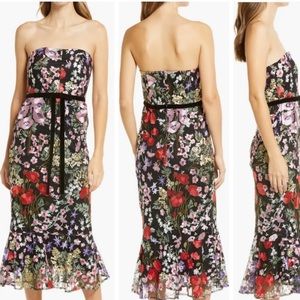 Sam Edelman floral embroidered strapless dress